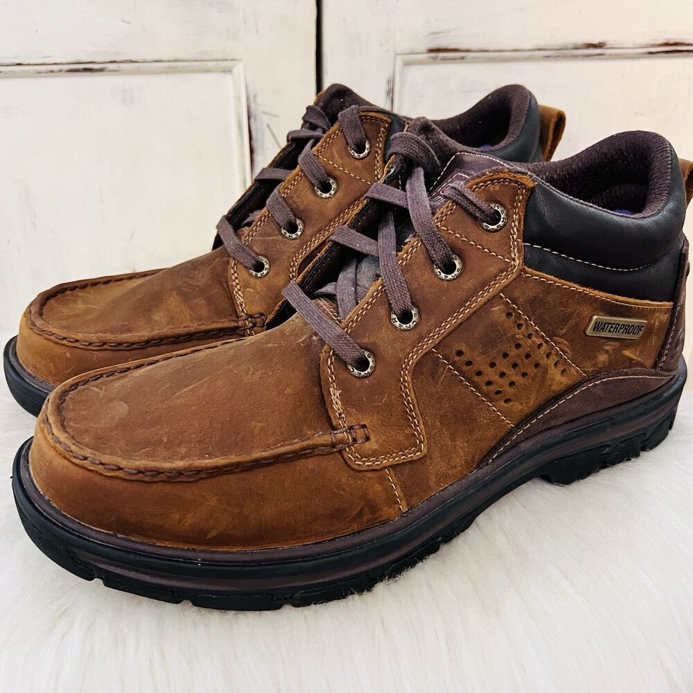 Skechers Brown Leather Segment Melego Ankle Chukka Boots